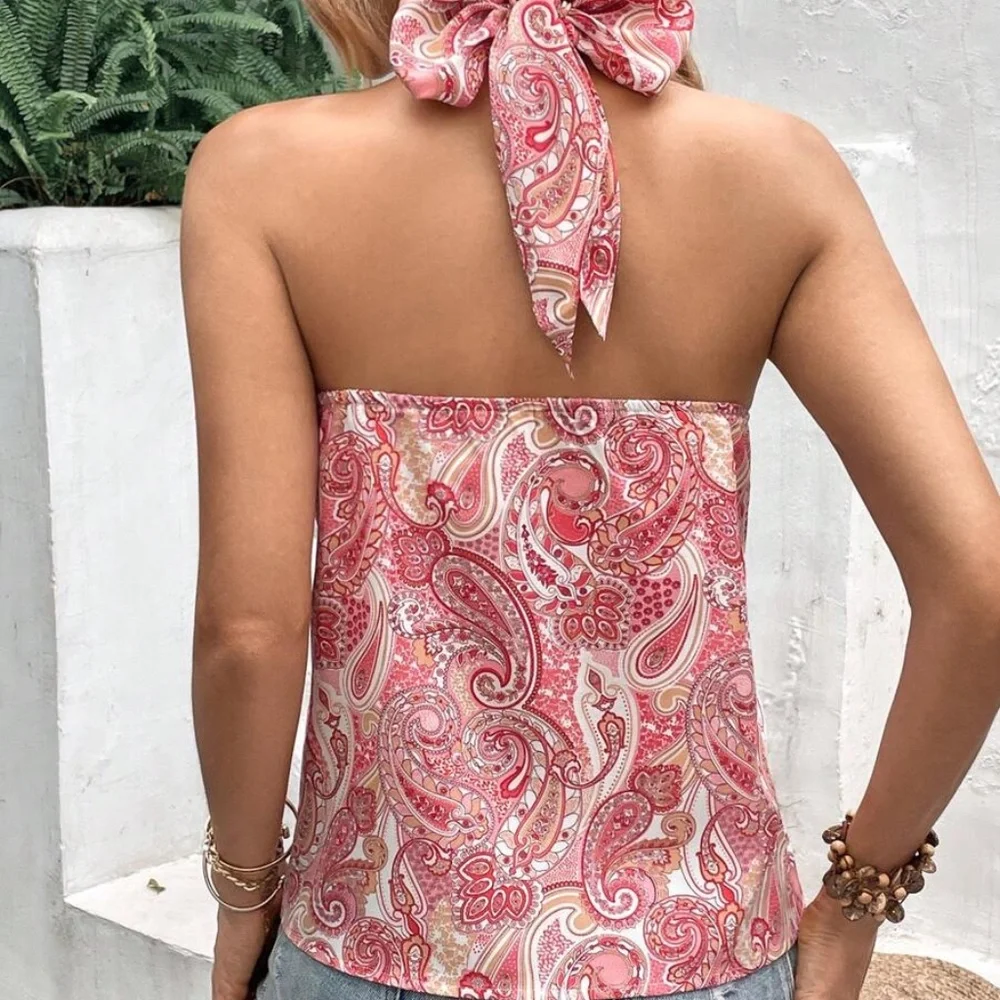 Boho paisley Print Halter Tank Top - Picture 10 of 11